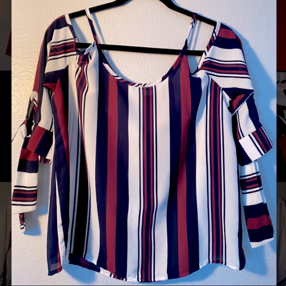 Red/White/Blue Striped A’gaci Blouse